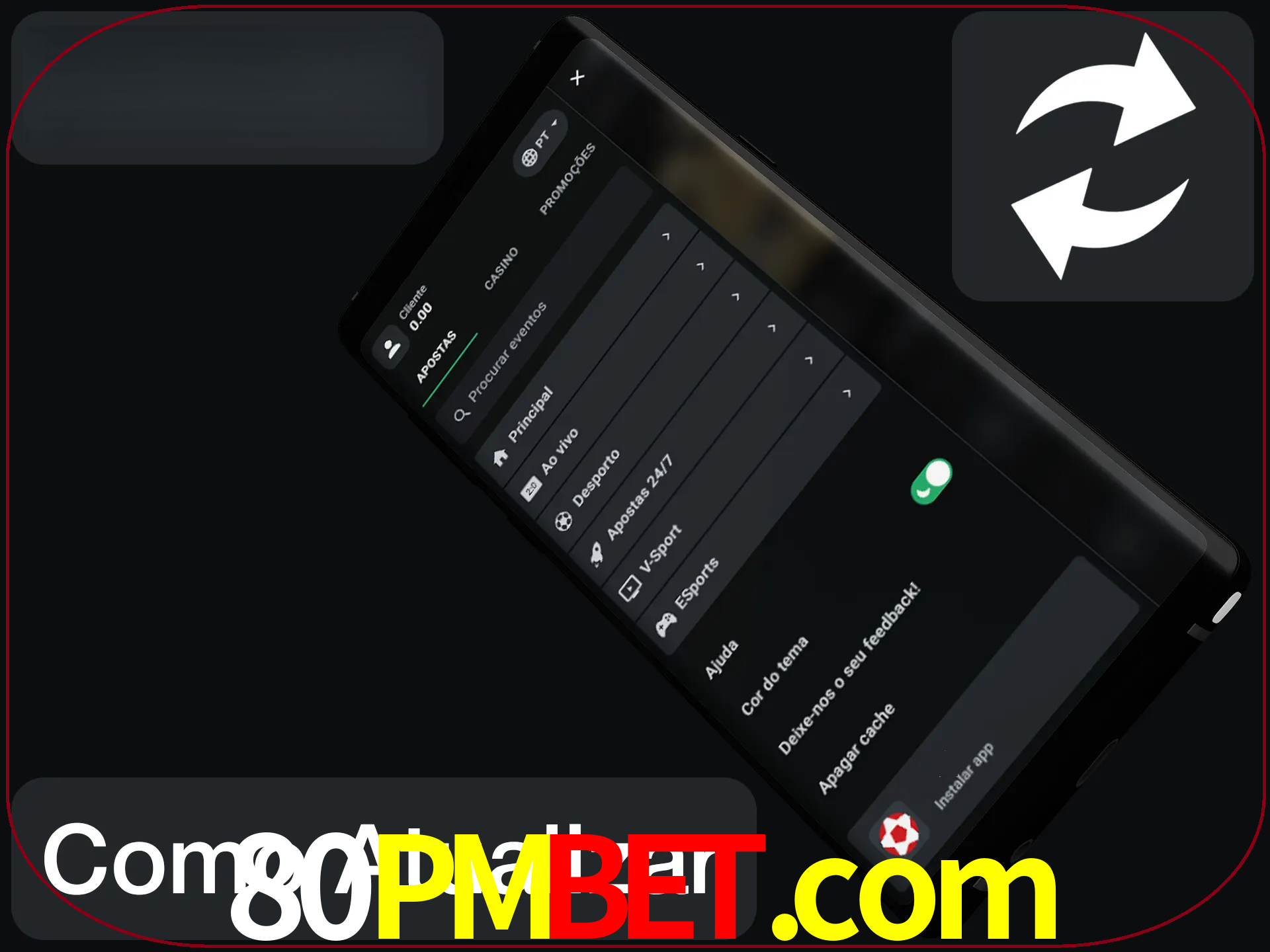 O aplicativo é atualizado automaticamente quando você faz o login.