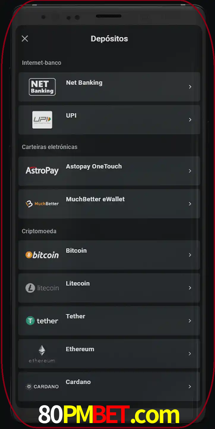 Você pode usar métodos alternativos de depósito.